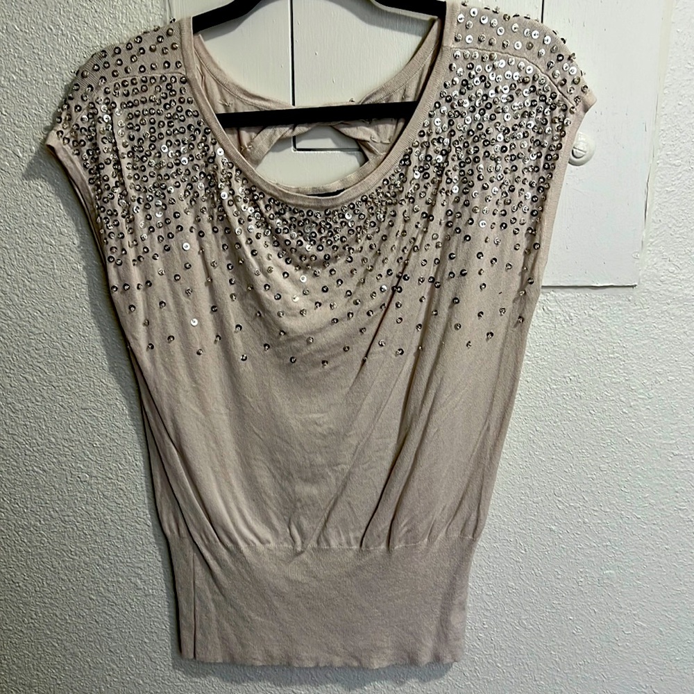 WHBM beaded sequins top size L